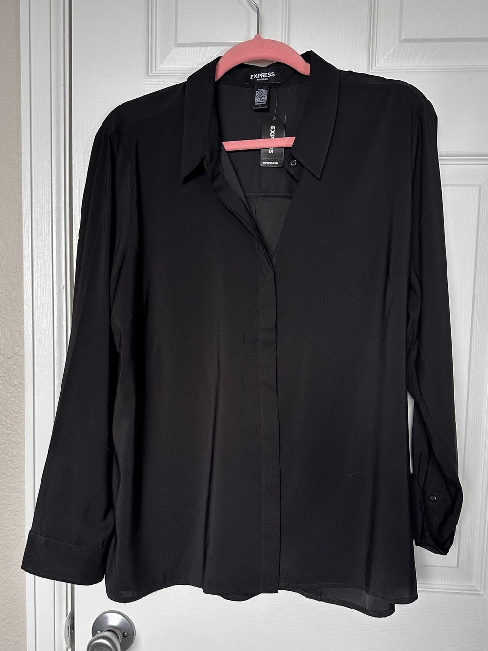 Express Black Button-Front Blouse